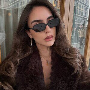 Miu Miu MU11ZSF 16K5S0 Sunglasses Black Rectangle Frame